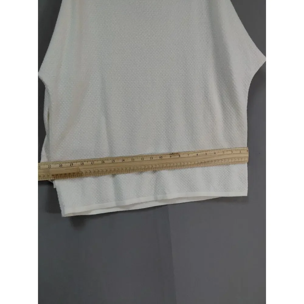 New York & Company White Scoop Neck Knit Stretch Top Women Size M